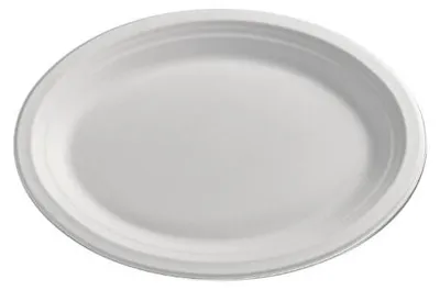 Produktbild von Love Nature Ökologisch Einweg Teller Set Oval 26 cm 50 Stück - Einweggeschirr aus Zuckerrohrmark - Einmalteller Biologisch Abbaubar - Partyteller