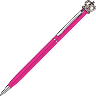 Produktbild von Drehkugelschreiber aus Metall / mit Krone / Kugelschreiberfarbe: pink