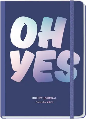 Produktbild von Bullet Journal 2025 A5 Blau punktkariert mit Lesebändchen, Gummiband & Einstecktasche