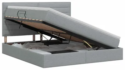 Productafbeelding van Opbergbed met matras, lichtgrijs, 140 x 190 cm, met stoffen bekleding