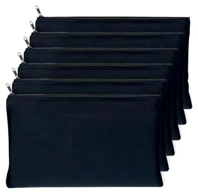 Produktbild von Set von 6 DIY Stoffbeuteln mit Reißverschluss zum Gestalten, Kosmetiktaschen aus Canvas (21x12 cm) in Schwarz