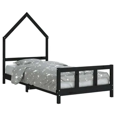 Immagine prodotto di vidaXL Letto per bambini nero 90x200 cm in legno di pino massiccio