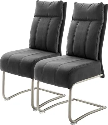 Produktbild von home24 Freischwinger - 2er-Set - Microfaser / Edelstahl