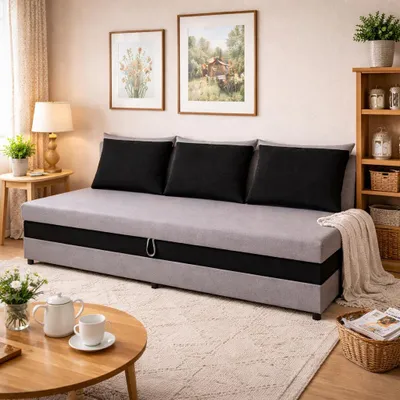 Obrázek produktu pro Válenda s úložným prostorem 80x200 VIONEST - světle šedá / černá