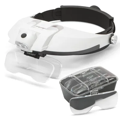 Image de HANDY - Lampe loupe Lunettes loupe avec lumière LED - Loupe avec éclairage - Loupe - Avec 5 embouts - Hobby/Diamant Painting