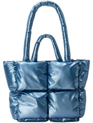 Productafbeelding van Gepolsterde, gestikte handtas voor dames, glanzend blauw