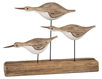Produktbild von Dekoobjekt 3 Vögel auf Fuß L. 34cm braun Naturfarben aus Holz Formano