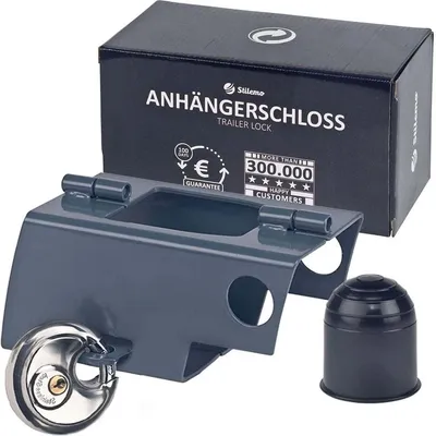 Produktbild von stilemo Stilemo Aanhangerslot - Disselslot Incl. Slot en Beschermkap - Roestvrij Staal - Tegen diefstal voor Trailer / Caravan / Aanhangwagen / Aanhanger - Zwart