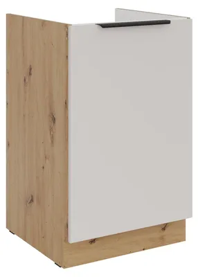 Produktbild von Küchen Spülenunterschrank 50 cm Küche SOLANO Kaschmir beige matt + Eiche Artisan matt Küchenzeile Küchenblock Küche Einbauküche