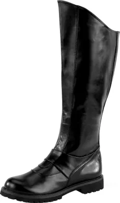 A single black leather boot shown against a white background.