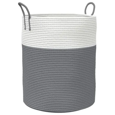Immagine prodotto di vidaXL Cesto portaoggetti grigio e bianco Ø38x46 cm cotone