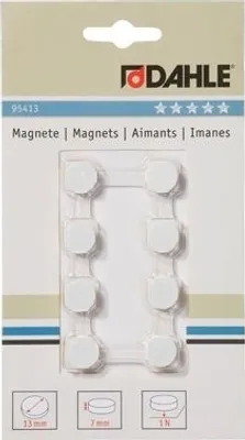 Obrázok produktu pre Silný plánovací magnet Dahle 13 mm biely, 8 kusov v blistri