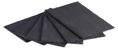 Obrázek produktu pro Relaxdays sada 6 talířů z břidlice, velké servírovací talíře z břidlice, k servírování a označování, 30x20 cm, antracitová barva