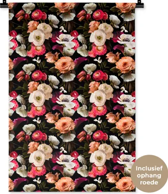 Produktbild von MuchoWow® Wandteppich Wandbehang Blumen - Muster - Pastell 60x90 cm Tapisserie Dekoration Wandtuch - Foto-Teppich - Abwaschbar