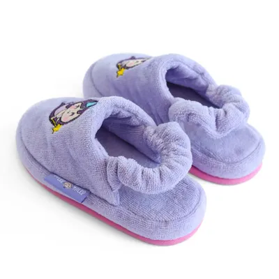 Produktbild von Milk&Moo Little Mermaid Kinder Hausschuhe, %100 Baumwolle Bad und Haus Pantoffeln, waschbar, weich und saugfähig Handtuch Stoff, Anti-Rutsch-Sohle, elastisches Band, 4-5 Jahre alt, lila