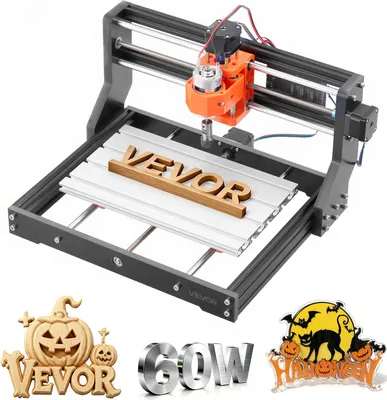 Zdjęcie produktu dla Frezarka CNC VEVOR 3018, wrzeciono o mocy 60 W, 3-osiowa grawerka, obszar roboczy 300 x 180 x 40 mm, obudowa ze stopu aluminium, do rzeźbienia