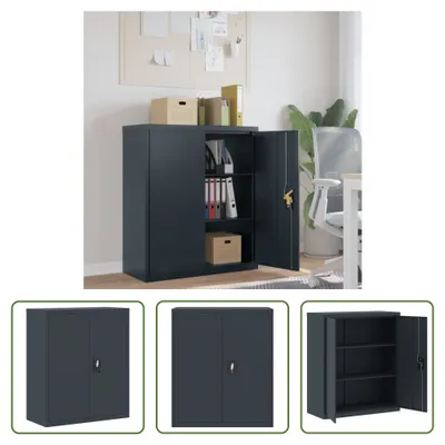 Immagine prodotto di The Living Store schedario antracite 90x40x105 cm in acciaio