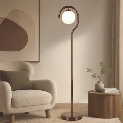 Image de Opviq, lampe sur pied de haute qualité, corps en métal, verre de diamètre 15 cm, hauteur 160 cm, couleur marron, indice de protection IP20