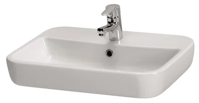Zdjęcie produktu dla Umywalka CASPIA SQUARE 60 z otworem centralnym i przelewem, montaż na blacie lub z szafką STILLO 80, zestaw montażowy K11-0095