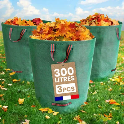 Zdjęcie produktu dla Zestaw 3 worków do zbierania odpadów ogrodowych o pojemności 300 litrów, wyposażonych w wzmocnione uchwyty