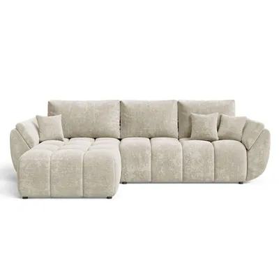 Produktbild von EZIMPAZ Schlafsofa CALVANI, Ecksofa Gesteppt mit Schlaffunktion und Bettkasten, Freistehende Polsterecke, DL-Automatik - Beige Links