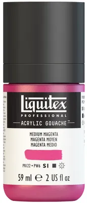 Produktbild von Liquitex 2059500 Professional Acryl Gouache - Mittelmagenta , 59ml Flasche, matt - Acrylfarbe mit Gouache Eigenschaften, Hochdeckend, Wasserfest & Lichtecht – Acrylic Gouach - 59ml
