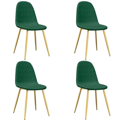 Image de Chaises à manger lot de 4 Vert foncé Velours