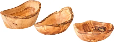 Produktbild von 3er Set Olivenholz Schüssel ca. 12-16cm rustikal klein mittel groß Unikat Schale