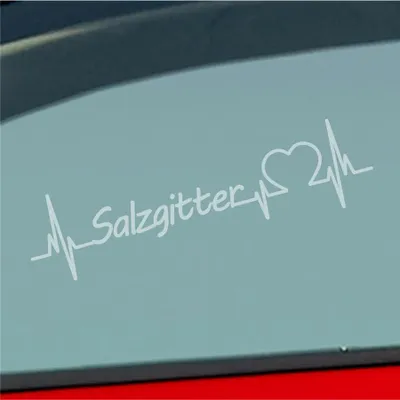 Produktbild von Auto Aufkleber Salzgitter Herz Herzschlag 19x5 cm Milchglas Sticker Heckscheibenaufkleber