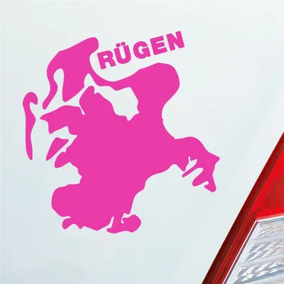 Produktbild von Auto Aufkleber Rügen Spaß Insel Deutschland Urlaub 10x9 cm Pink Sticker Heckscheibenaufkleber