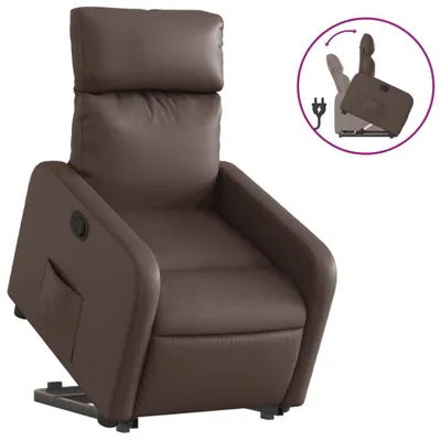 Produktbild von Relaxsessel mit Aufstehhilfe Braun Kunstleder
