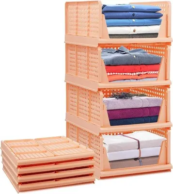 Productafbeelding van Famanu Opbergboxen Set - Stapelbare, inklapbare organizers in roze