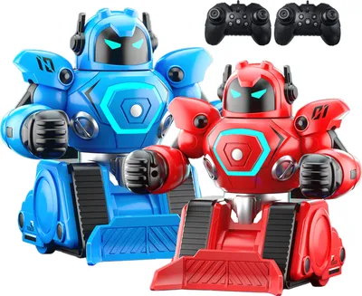 Zdjęcie produktu dla Zestaw do walki robotów, zdalnie sterowany robot 2,4 GHz dla 2 graczy ze światłami LED i muzyką, obracająca się o 360° zabawka do walki dla dzieci, chłopców i dziewczynek