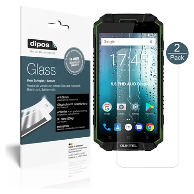 Produktbild von 2x Schutzfolie für Oukitel K10000 Max matt - Anti-Shock 9H Folie dipos Glass