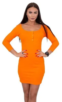 Obrázek produktu pro Oranžové šaty s výstřihem a knoflíky