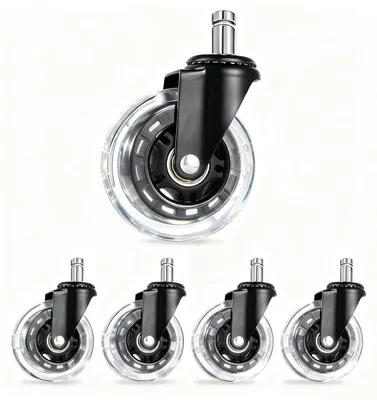 Produktbild von Stuhlzubehör Bürostuhlrollen Rollen Bürostuhlrollen Set mit 5 Gummirädern 11 x 22 mm für Hartböden Teppich Parkett Bürostuhl Gaming Stuhl
