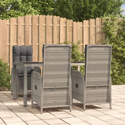 Produktbild von The Living Store 5-tlg. Garten-Essgruppe mit Kissen Grau Poly Rattan