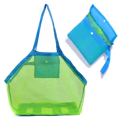 Netzstrandtasche grün, 40x24x40 cm, faltbar, für Spielzeug & Handtücher