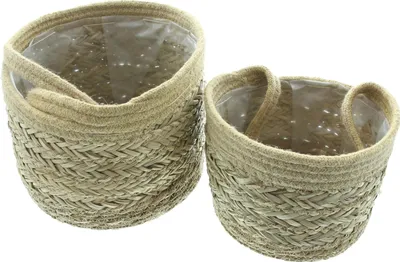 Produktbild von 2x Hängekorb Seegras & Jute – Hängepflanzkorb