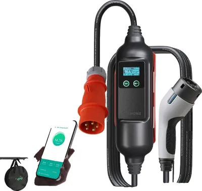 Obrázek produktu pro Přenosná nabíječka pro elektromobily, výkon 11 kW, nastavitelný proud od 6A do 16A, 11KW 16A 3Fáze, TYP2
