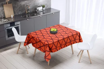 Tischdecke 140x140 cm, Polyester, wasserabweisend, Orange Bordeaux