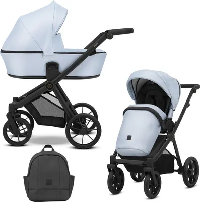 Immagine prodotto di Carrozzina Kunert BRAV 2in1 in ecopelle blu con telaio nero e ruote in gel