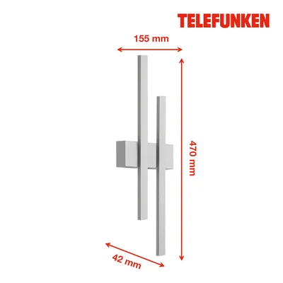 Produktbild von Telefunken GRAZ LED Aussenwandleuchte IP44 2-fach 8W Silberfarbig IP44 Neutralweiss