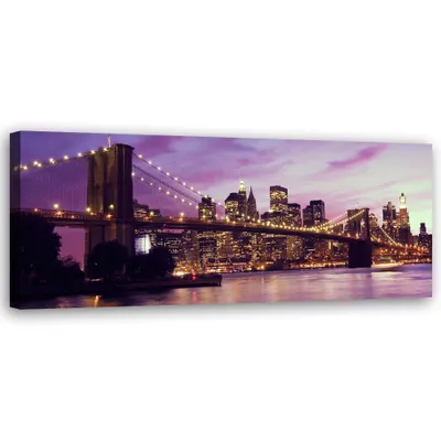 Obrázok produktu pre Obraz na plátne Brooklynský most fialový 120x40 Feeby Fialová obraz na stenu pripravené na zavesenie
