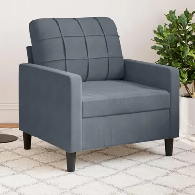 Imagen del producto de Sillón de color gris oscuro, 60 cm de altura, tapizado en terciopelo, 13,7 kg