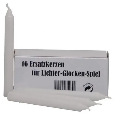Image de Bougies de rechange pour jeu « Lumières et cloches », 16 pièces, blanches, 10 cm