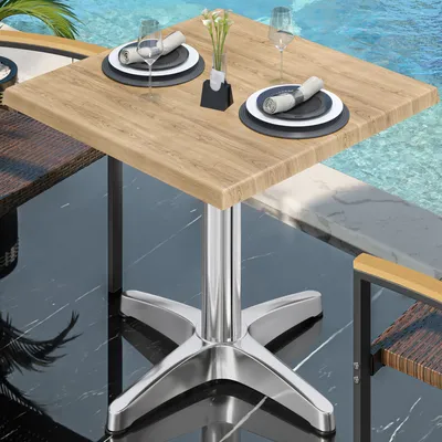 Produktbild von WBC | Bistro Außen Tisch | B:T:H 60 x 60 x 80,5 cm | Eiche / Aluminium | Quadratisch | Bistrotisch Gastro Tisch