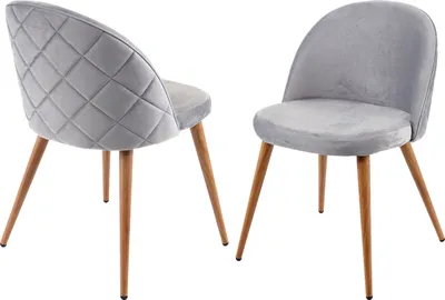 Immagine prodotto di set di 2 sedie per sala da pranzo HWC-D53, sedia da cucina design retrò anni '50, velluto ~ grigio chiaro
