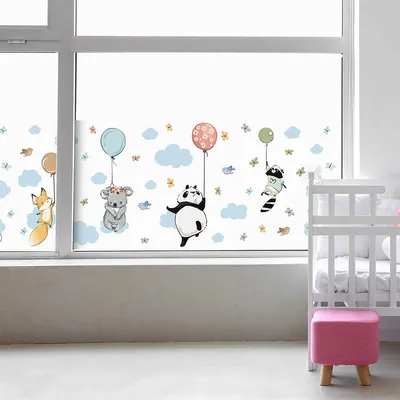 Image de Film anti-regards – Des animaux joyeux s'envolent – Autocollants pour fenêtres et portes de douche – 40 x 200 cm
