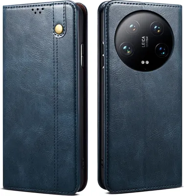 Obrázek produktu pro Pouzdro pro Xiaomi 14 Ultra kožené flip pouzdro peněženka s funkcí stojánku modré